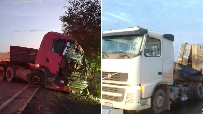 Motorista fica gravemente ferido após carreta invadir contramão e bater em outra na BR 101 em Linhares